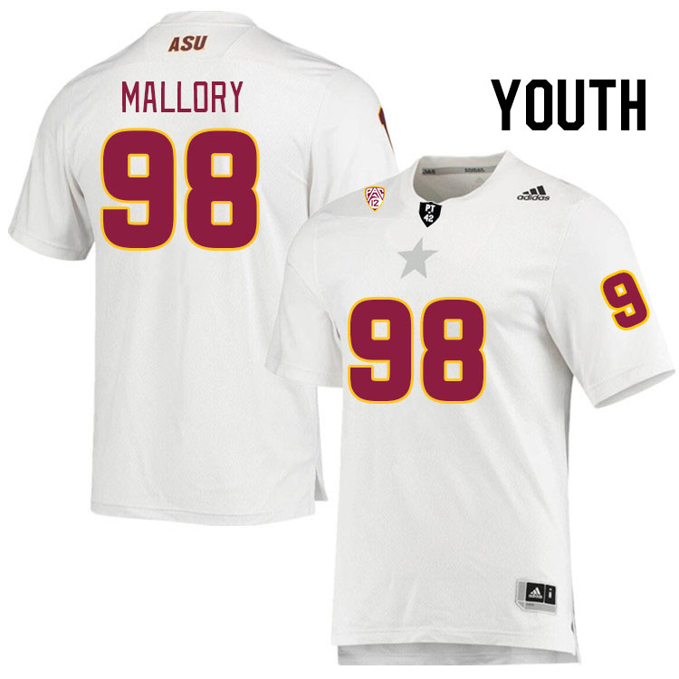 Youth #98 Dashaun Mallory Arizona State Sun Devils College Football Jerseys Stitched Sale-White - Click Image to Close